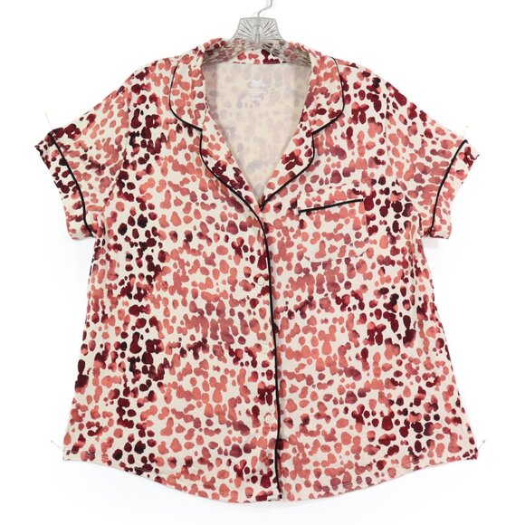 Stars Above Women's 3 Piece Lounge Pajama Sleep Set Red Leopard Shorts Top Pants - Picture 3 of 7